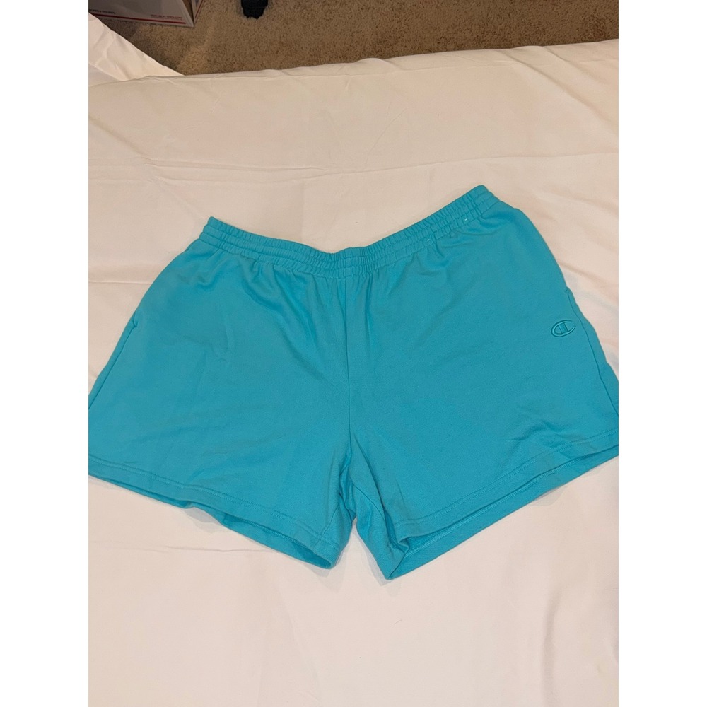 Champion Sweat Shorts Turquoise Blue French Terry Women XXL